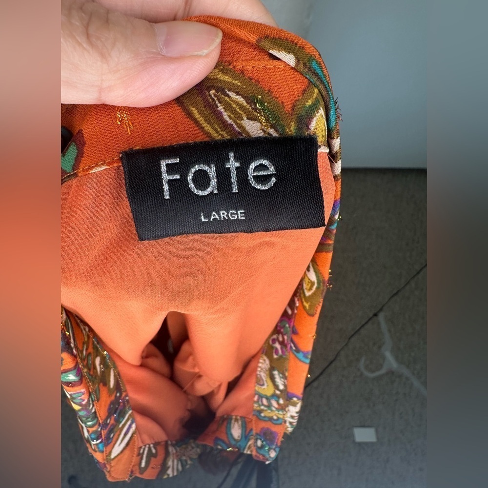 Fate Orange Long Sleeve Blouse size L - Picture 5 of 9